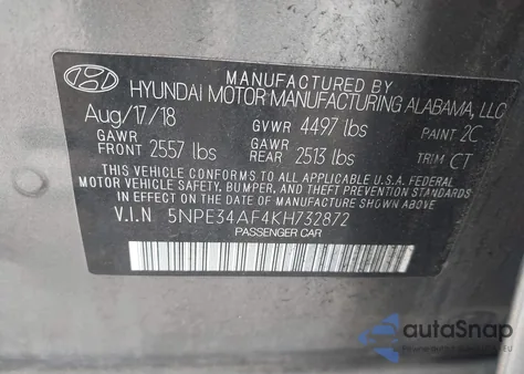 2019 Hyundai Sonata Limited/Sel/Sport из США, поврежденный, VIN 5NPE34AF4KH732872